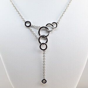 Contemporary, Pendant, Necklace Drop, Circle Design, Rhodium plating covers